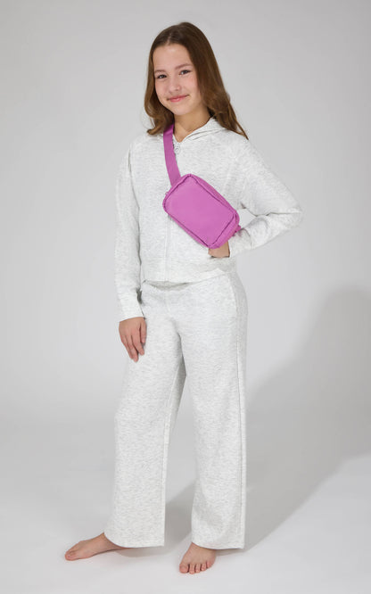 Girls Full Zip Hoodie Jacket, Pant, Fanny Bag Set: LAVENDER HORIZON/PERIWINKLE DREAM