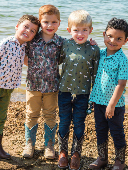 Boys Pond Pups Hunting Dog Performance Hooded Shirt
: Green