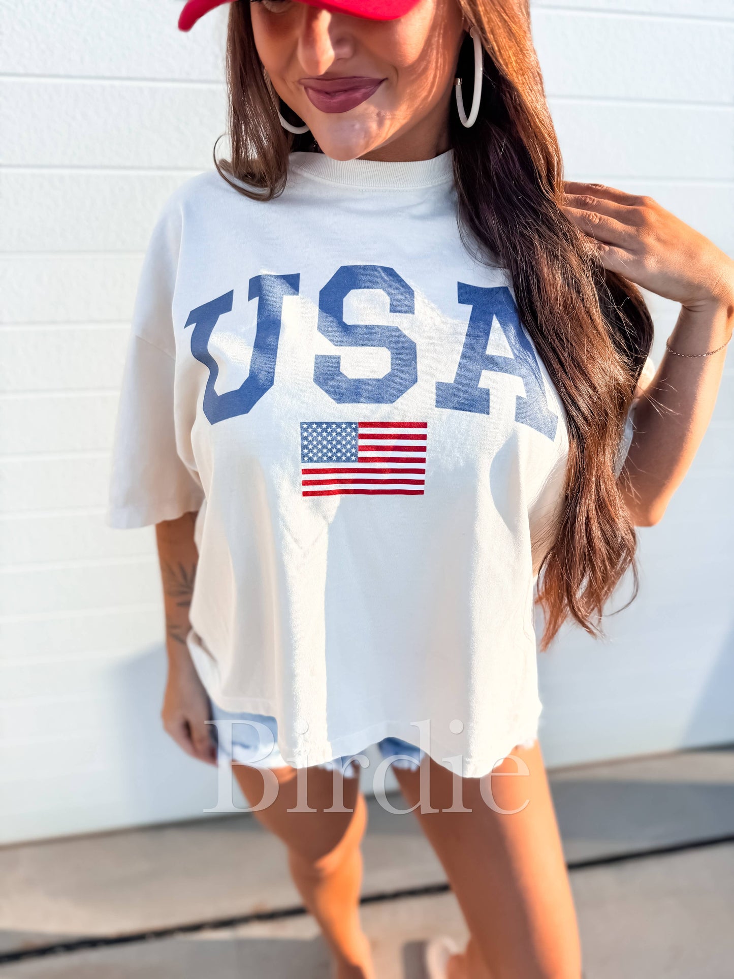 Boxy USA Graphic Tee on Ivory